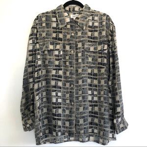 Vintage Cezar Silk Long Sleeve Button Down Blouse